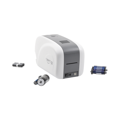 Kit Impresora de tarjetas PVC/ Una Cara /incluye: 2 x Ribbons  100 Tarjetas PVC  Software  Kit Limpieza  Garantia 3 Años  Mascara de Seguridad UV