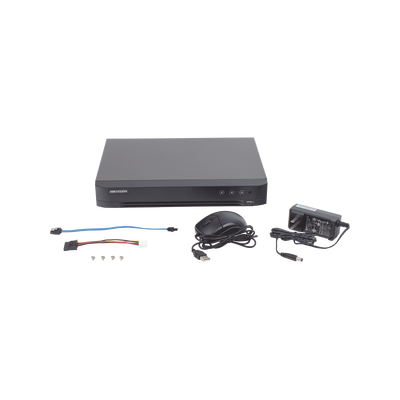 DVR 4 Canales TurboHD + 2 Canales IP / 5 Megapixel Lite - 3K Lite / Acusense (Evista falsas alarmas) / Audio por Coaxitron / 1 Bahía de Disco Duro / Salida de Video en Full HD