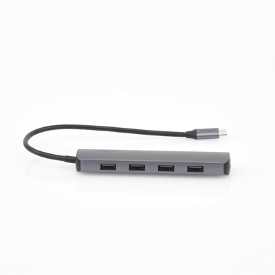 HUB USB-C Multipuertos / 4 Puertos USB-A 3.0 /  HDMI 4K@30Hz / USB 3.0 a 5Gbps / Chip Inteligente Incorporado / 5 en 1 / Carcasa de Aluminio.