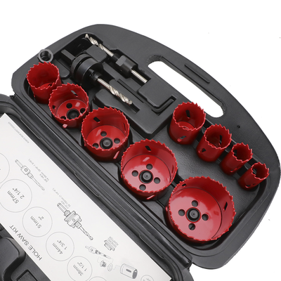 Juego de 13 Brocas Sierra Bimetálica con Adaptadores y Estuche. (3/4"  7/8"  1-1/8"  1-3/8"   1-1/2"  1-3/4"  2"  2-1/4"  2-1/2")