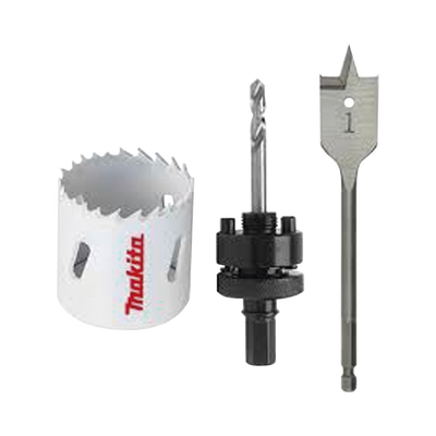 Juego para instalación de cerraduras con broca sierra  bi-metal y juego de brocas tipo manita (bim 2-1/8”  adaptador con broca piloto plano (1x6”).