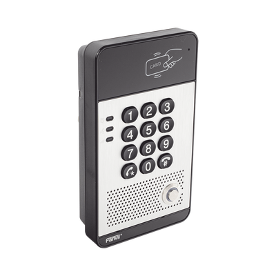 Audio Portero IP con 2 líneas SIP  relevador integrado  teclado numérico y lectora de tarjetas RFID para control de acceso  PoE