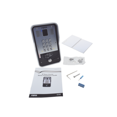 Audio Portero IP  2 líneas SIP con relevador integrado  Lector RFID para acceso por clave numérica  tarjeta o llamada remota  PoE