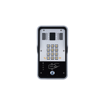 Audio Portero IP  2 líneas SIP con relevador integrado  Lector RFID para acceso por clave numérica  tarjeta o llamada remota  PoE