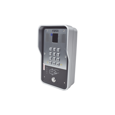 Audio Portero IP  2 líneas SIP con relevador integrado  Lector RFID para acceso por clave numérica  tarjeta o llamada remota  PoE