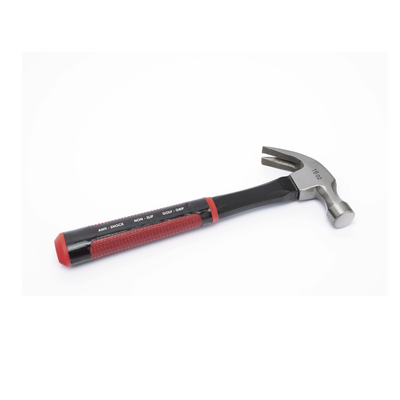 Martillo de uña curva 16 onzas anti vibración  cabo de fibra de vidrio.