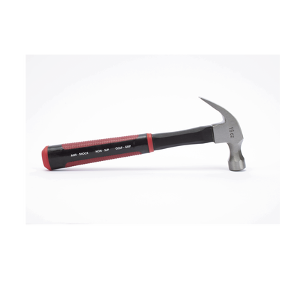 Martillo de uña curva 16 onzas anti vibración  cabo de fibra de vidrio.