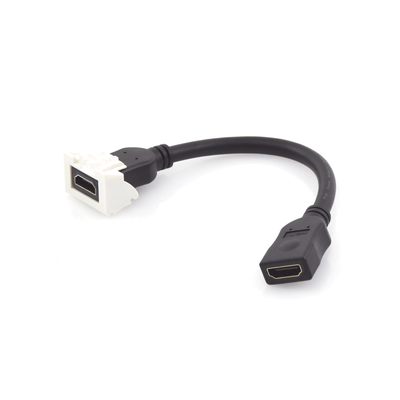 Adaptador HDMI con Pigtail Hembra-Hembra  Para vídeo 720  1080p  4K UHD Compatible con Faceplates MAX Siemon de 2 salidas  Color Blanco