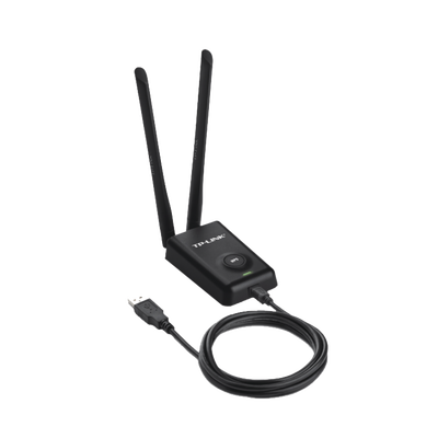Adaptador de alta potencia USB  inalámbrico/ WiFi N 300 Mbps / Frecuencia de 2.4 GHz / 2 Antenas Externas de 5 dBi / Compatibilidad Windows y Linux
