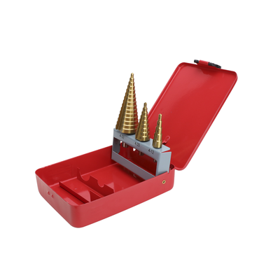Juego de 3 Brocas Escalonadas HSS 4-12  4-20  4-32 mm (Para Plástico o Metal).