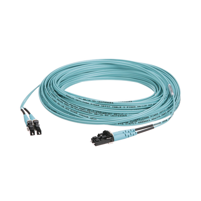 Jumper de Fibra Optica Multimodo 50/125 OM3  LC-LC Duplex  OFNR (Riser)  Color Aqua  15 Metros