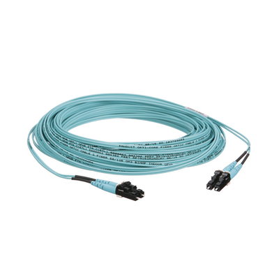 Jumper de Fibra Optica Multimodo 50/125 OM3  LC-LC Duplex  OFNR (Riser)  Color Aqua  15 Metros