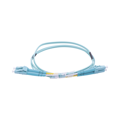 Jumper de Fibra Óptica Multimodo OM3 50/125 LC-LC OFNR (Riser)  2.0 mm  Dúplex  Aqua  1 metro