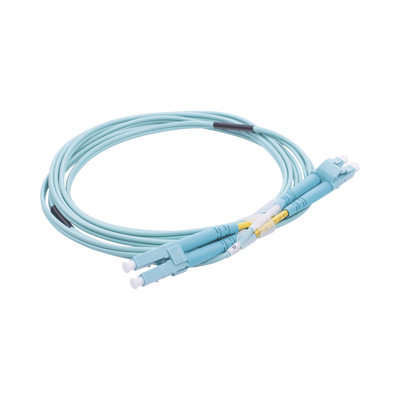 Jumper de Fibra Óptica Multimodo OM3 50/125 LC-LC OFNR (Riser)  2.0 mm  Dúplex  Aqua  2 metros
