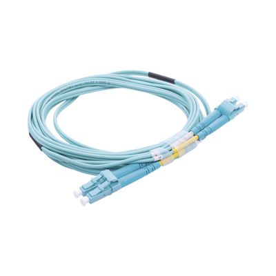 Jumper de Fibra Óptica Multimodo OM3 50/125 LC-LC OFNR (Riser)  2.0 mm  Dúplex  Aqua  3 metros