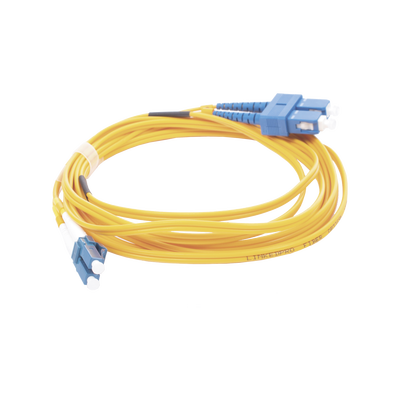 Jumper de Fibra Óptica Monomodo 9/125 LC/UPC-SC/UPC  PVC  2.0 mm  Dúplex  amarillo  3 metros