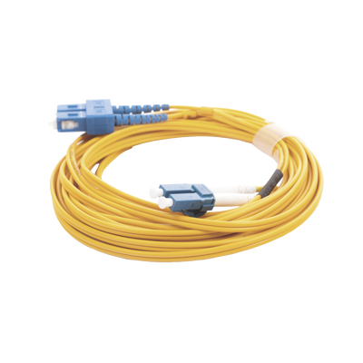 Jumper de Fibra Óptica Monomodo 9/125 LC/UPC-SC/UPC  PVC  2.0 mm  Dúplex  amarillo  5 metros