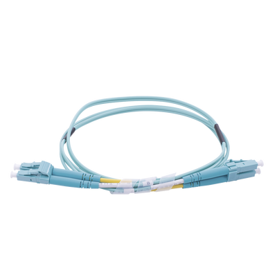 Jumper de Fibra Óptica Multimodo OM4 50/125 LC-LC OFNR (Riser)  2.0 mm  Dúplex  Aqua  1 metro