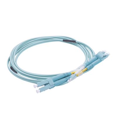 Jumper de Fibra Óptica Multimodo OM4 50/125 LC-LC OFNR (Riser)  2.0 mm  Dúplex  Aqua  2 metros