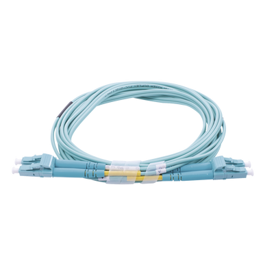 Jumper de Fibra Óptica Multimodo OM4 50/125 LC-LC OFNR (Riser)  2.0 mm  Dúplex  Aqua  3 metros