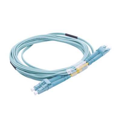 Jumper de Fibra Óptica Multimodo OM4 50/125 LC-LC OFNR (Riser)  2.0 mm  Dúplex  Aqua  3 metros