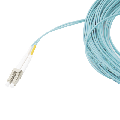 Jumper de Fibra Óptica Multimodo 50/125 XGLO OM3  LC-LC Duplex  OFNR  Color Aqua  15 Metros
