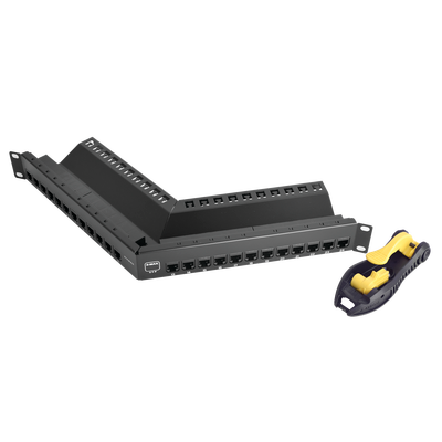 Patch Panel UTP Z-MAX de 24 puertos  Precargado con Jacks Categoría 6  Angulado  1UR