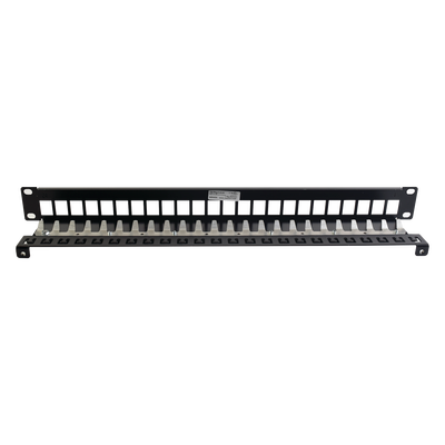 Patch Panel TERA-MAX Blindado de 24 Puertos  Modular (vacío)  Plano  Color Negro  1UR