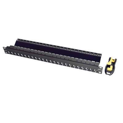 Patch Panel UTP Z-MAX de 24 puertos  Precargado con Jacks Categoría 6  Plano  1UR