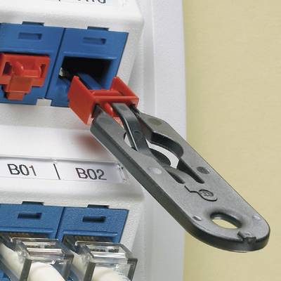 Kit de 10 Dispositivos para Bloquear Puertos Jack RJ45  Color Azul  Incluye Llave de Extracción