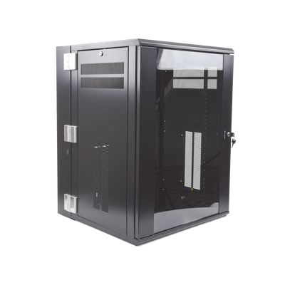 Gabinete PanZone de Montaje en Pared  de 19in  Puerta con Ventana de Seguridad  18 UR  635mm de Profundidad  Color Negro