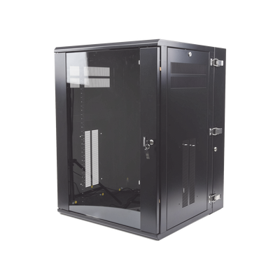 Gabinete PanZone de Montaje en Pared  de 19in  Puerta con Ventana de Seguridad  18 UR  635mm de Profundidad  Color Negro