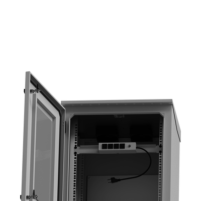 Gabinete de Exterior con Rack de 19" de 24U con Ventiladores y Termostato  Se envía el Gabinete Armado (Montaje a poste o torre se vende por separado).