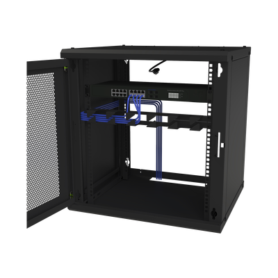 Gabinete de Pared Fijo  Puerta Perforada  Rack 19in   de 12 Unidades de Rack