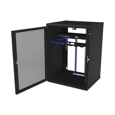 Gabinete de Pared Fijo  Puerta Perforada  Rack 19" de 16 UR.