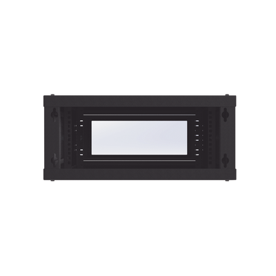 Gabinete de Montaje en Pared  Con Puerta de Cristal  Cuerpo Fijo con Rack  de 19in  4UR  Color Negro