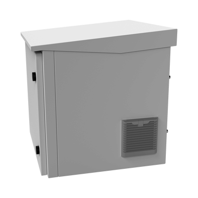 Gabinete de Exterior con Rack de 19" de 9UR con Ventiladores y Termostato  Se envía el Gabinete armado  (Montaje a poste o torre se vende por separado).