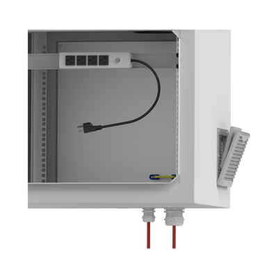 Gabinete de Exterior con Rack de 19" de 9UR con Ventiladores y Termostato  Se envía el Gabinete armado  (Montaje a poste o torre se vende por separado).