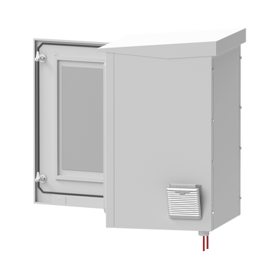 Gabinete de Exterior con Rack de 19" de 16U con Ventiladores y Termostato  Se envía el Gabinete Armado. (Montaje a poste o torre se vende por separado).