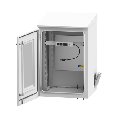 Gabinete de Exterior con Rack de 19" de 16U con Ventiladores y Termostato  Se envía el Gabinete Armado. (Montaje a poste o torre se vende por separado).