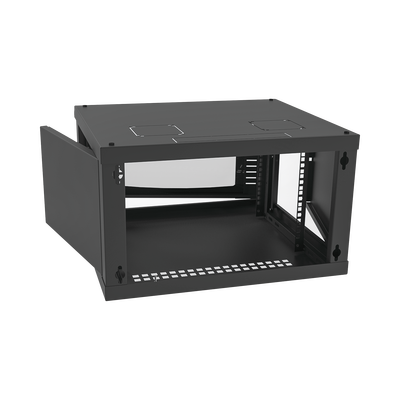Gabinete para Montaje en Pared  con Puerta de Cristal Templado  Cuerpo Fijo  con 6 Unidades de Rack  de 19in  Fabricado en Acero