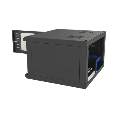 Gabinete para Montaje en Pared  con Puerta de Cristal Templado  Cuerpo Fijo  con 6 Unidades de Rack  de 19in  Fabricado en Acero