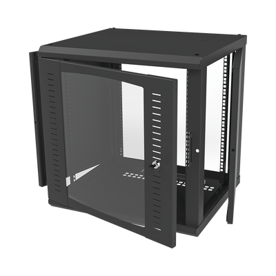 Gabinete para Montaje en Pared Cuerpo Fijo  con 12 Unidades de Rack  de 19in  Puerta de Cristal Templado  Fabricado en Acero