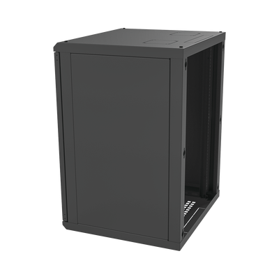 Gabinete para Montaje en Pared  Puerta de Cristal Templado  Cuerpo Fijo con Rack 19" de 16 Unidades