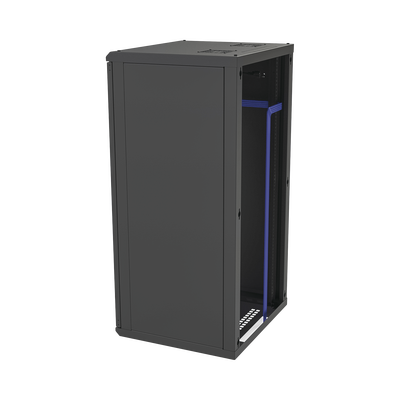 Gabinete para Montaje en Pared  Puerta de Cristal Templado  Cuerpo Fijo con Rack 19" de 24 Unidades
