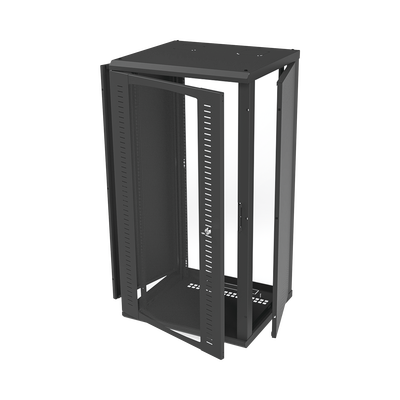 Gabinete para Montaje en Pared  Puerta de Cristal Templado  Cuerpo Fijo con Rack 19" de 24 Unidades