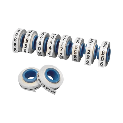 10 Rollos de Etiquetas Marcadoras  Pre-Impresos con los Números 0-9  de 2.4 metros  Color Blanco