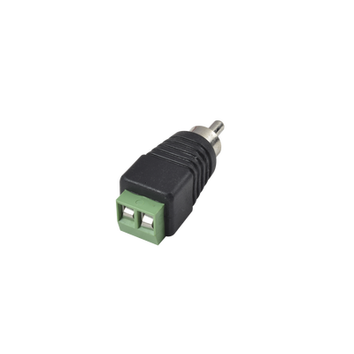 Adaptador RCA MACHO Tipo Jack Polarizado / Terminales Tipo Tornillo / Polarizado (+/-) / Recomendado para Video y AUDIO en sistemas de video vigilancia a 2 Hilos.