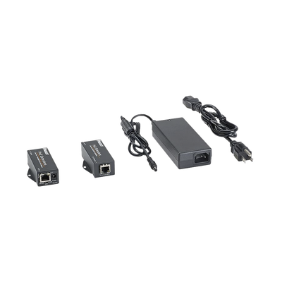 Kit de Extensor PoE/PoE+  Hasta 610 Metros (2000 ft) con Cable Cat5e o Cat6  10/100Mbps  Incluye Transmisor  Receptor y Fuente de Alimentación