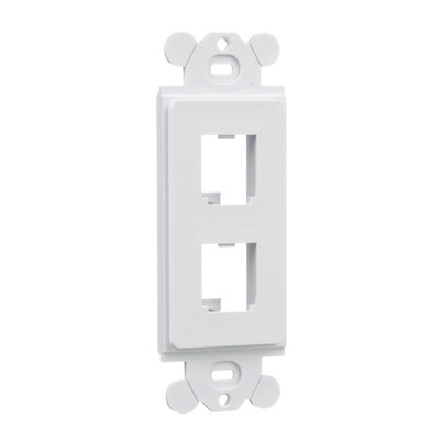 Marco de Módulo Dúplex  Para Placas Frontales Estándar GFCI  Acepta 2 Módulos Mini-Com  Color Blanco
